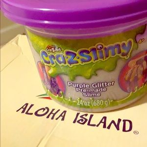 The pre made purple glitter slime